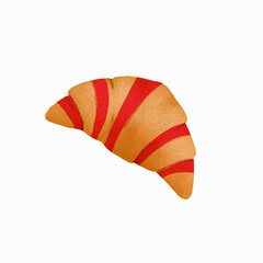 croissant with berries jam isolated on white background