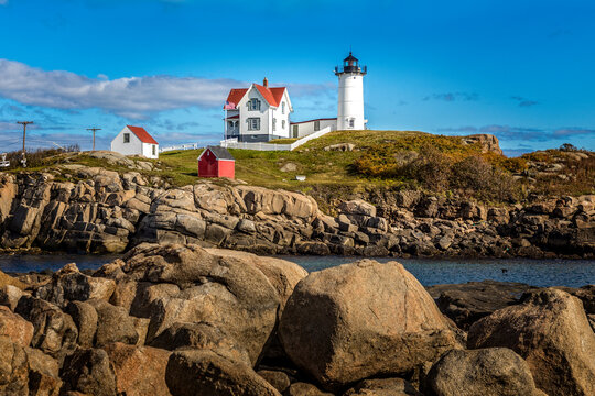 The Nubble Point lighthouse on Cape Neddick, Maine