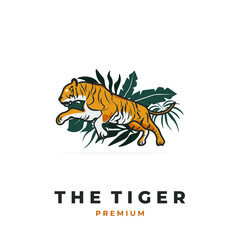 Illustration of a natural tiger ready to pounce