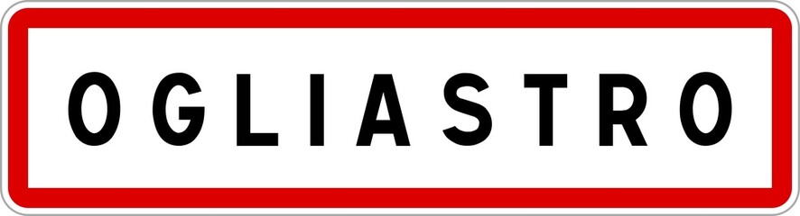 Panneau entrée ville agglomération Ogliastro / Town entrance sign Ogliastro