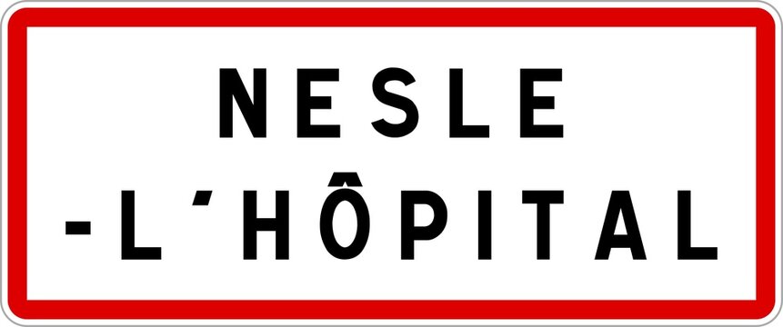 Panneau entr&eacute;e ville agglom&eacute;ration Nesle-l'H&ocirc;pital / Town entrance sign Nesle-l'H&ocirc;pital