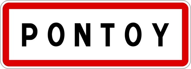 Panneau entrée ville agglomération Pontoy / Town entrance sign Pontoy