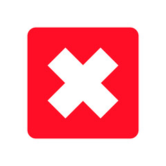 White error symbol on red background