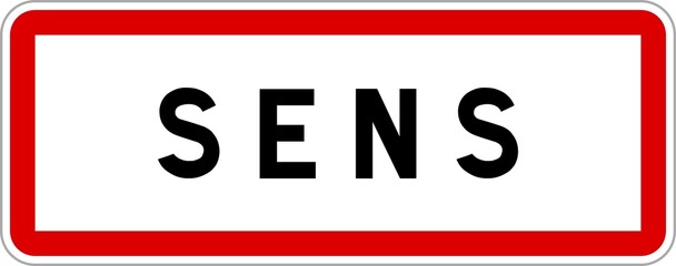 Panneau entrée ville agglomération Sens / Town entrance sign Sens