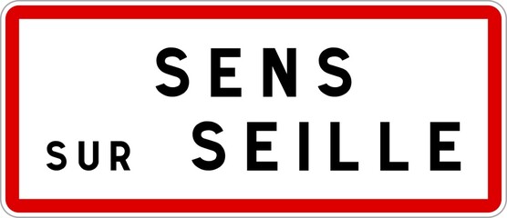 Panneau entrée ville agglomération Sens-sur-Seille / Town entrance sign Sens-sur-Seille