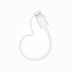 J letter usb cable realistic vector style. İsolated font for logo, application, creative technology design and more