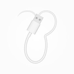Y letter usb cable realistic vector style. İsolated font for logo, application, creative technology design and more