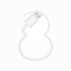 8 number usb cable realistic vector style. İsolated font for logo, application, creative technology design and more