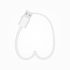 N letter usb cable realistic vector style. İsolated font for logo, application, creative technology design and more