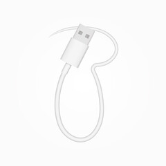 T letter usb cable realistic vector style. İsolated font for logo, application, creative technology design and more