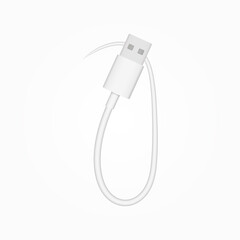 1 number usb cable realistic vector style. İsolated font for logo, application, creative technology design and more