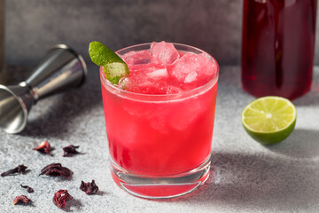 Boozy Cold Gin Hibiscus Sour Cocktail