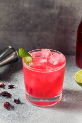 Boozy Cold Gin Hibiscus Sour Cocktail