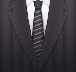 Vector background black jacket with striped tie.