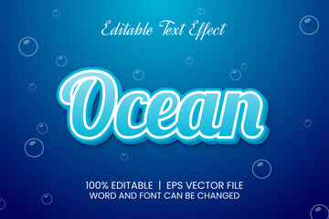 Blue ocean water template editable text effect
