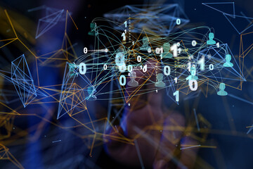 Abstract technology group and data 3d