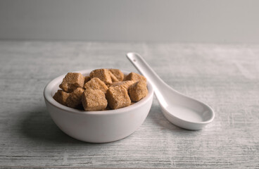 White sugar and brown sugar background. Sweet and tasty. Healthy and unhealthy lifestyle. 