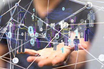 Neural network concept. Connected cells with links.