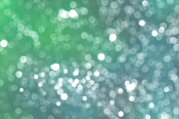 Summer green and blue sparkling glitter bokeh background, abstract defocused lights texture