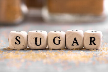 White sugar and brown sugar background. Sweet and tasty. Healthy and unhealthy lifestyle. 