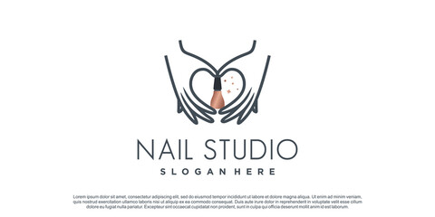 Nail logo design for beauty with creative concept Premium Vector