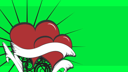 red heart tattoo valentines background in vector format