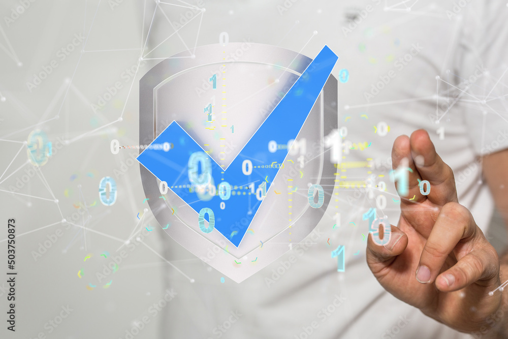 Poster cybersecurity and information or network protection 3d