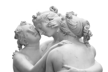 The Three Graces, Le tre Grazie. Neoclassical sculpture, in marble, of the mythological three...