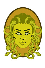 Medusa head Greek gods ,drawing illustration,isolated.Symbol.