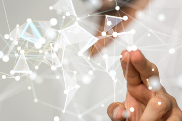 Global network. Blockchain. 3D illustration. Neural networks and artificial intelligence. Abstract