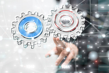 gear Futuristic in Industry 4.0 and business virtual diagram