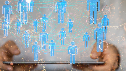 Abstract network of physical devices on the Internet using a network connection with statistics...