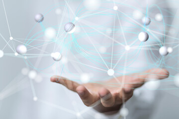 Digital technology background. Network connection dots and lines.