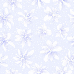 Seamless pattern with hand drawn flowers. Scribbles. Free hand. Vector illustration.