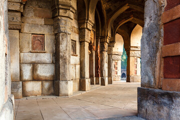 Obraz premium Exterior of Isa Khan's Tomb, Humayun's Tomb complex, Delhi, India, Asia