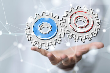 gear Futuristic in Industry 4.0 and business virtual diagram
