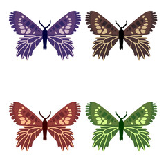 Obraz premium Vector collection, colorful butterfly insects. Decorative design. Isometric, flat style.