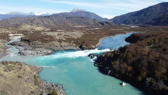 Confluence of Baker river and Neff river, Patagonia, Chile. South America