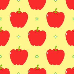Cute funny red pepper concept seamless pattern. Vector hand drawn cartoon kawaii character illustration icon. Cute kawaii pepper cartoon seamless pattern concept
