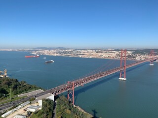view of 25 April bridge in Lisbon