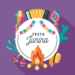 festa junina lettering frame