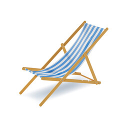 Realistic Detailed 3d Striped Beach Chair Symbol of Summer Vacation Travel. Vector illustration of Comfortable Armchair for Relaxation