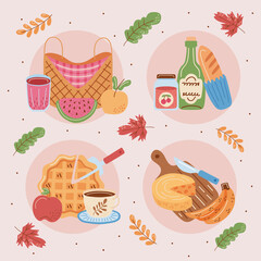 four picnic time icons