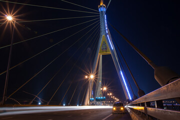 Bridge in night in Bangkok, Thailand