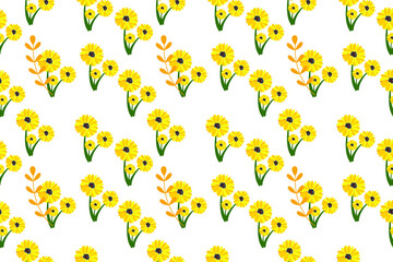 Seamless poster background with flower and leaf vector illustration design. Exotic tropical art print for travel and holiday, fabric, fashion, summer and many more