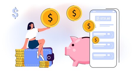 Cashback service Financial savings and money exchange concept Vector illustration Paying online and receiving bonus money or reward back Landing page or web banner Banking system cashback on Internet