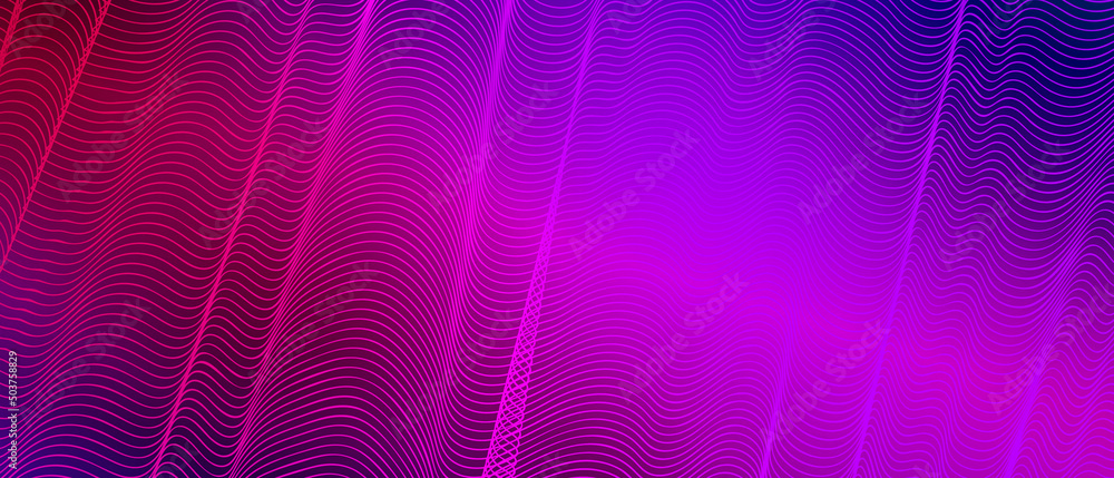 Poster tech background with abstract wave lines