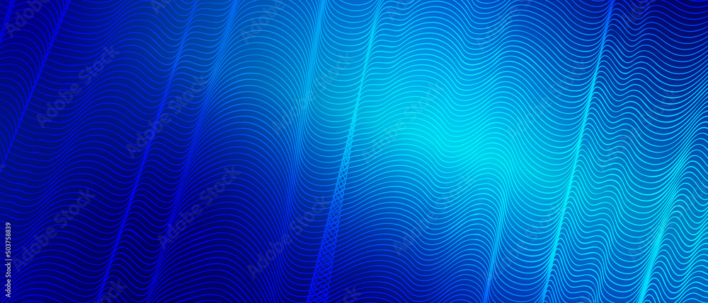 Poster tech background with abstract wave lines
