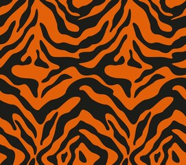 
Tiger stripe abstract on orange background, cat vector seamless texture.