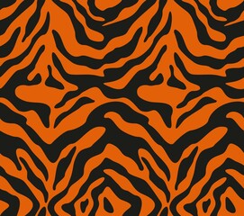 
Tiger stripe abstract on orange background, cat vector seamless texture.
